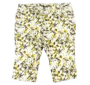 Lane Bryant Floral Print Denim Capri Size 26 Yellow Cream - Picture 1 of 8