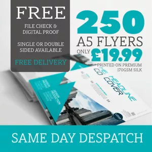 250 A5 Flyers Leaflets Printed Full Colour on Premium 170gsm Silk Paper - Picture 1 of 3