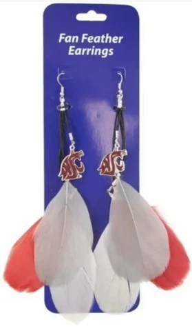 Little Earth NCAA Washington State Cougars Team Color Feather Earrings Cover