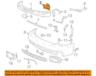 Soporte interior componentes parachoques GM OEM 03-07 Avalanche 1500 15059654 Foto 1 de 2