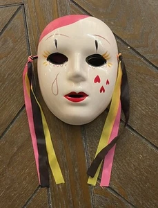 Vintage Ceramic DECORATIVE Wall Mask ASAHI Ribbons 1980’s - Picture 1 of 5