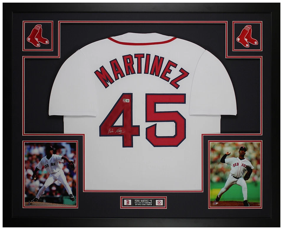 Pedro Martinez Autographed & Framed White Red Sox Jersey Auto Beckett Cert - Image 1 of 4