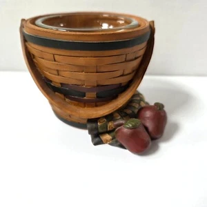 Blossom Bucket Basket Votive Candle Holder Apples Folk Art Suzi Skoglund - Picture 1 of 8