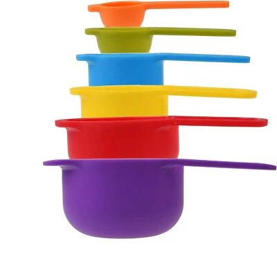 Juego de 6 cucharas tazas medidoras coloridas herramienta de cocina apta para lavavajillas envío gratuito a EE. UU. Foto 1 de 4