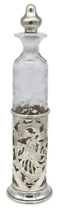 Antigua botella jarra de vidrio grabado/plata esterlina SWEETSER HECHA PARA TIFFANY - Imagen 1 de 5