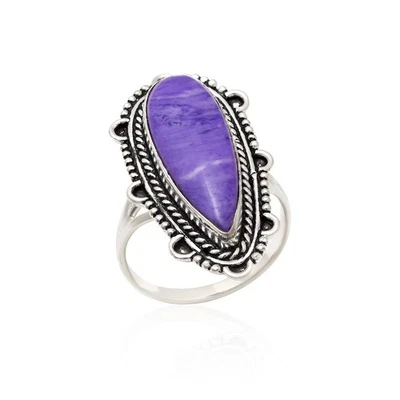 Anello Dichiarativo Elegante In Argento Sterling 925 Per Donna Con Gemma A Pera - Immagine 1 di 4