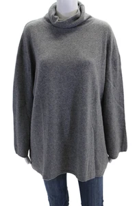 Demylee Womens 3/4 Sleeve Oversized Cashmere Turtleneck Sweater Gray Size Medium - Picture 1 of 5