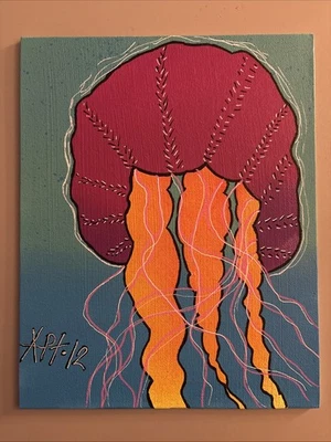 8x10 pintado a mano (medusas) luz negra - arte pop Foto 1 de 3