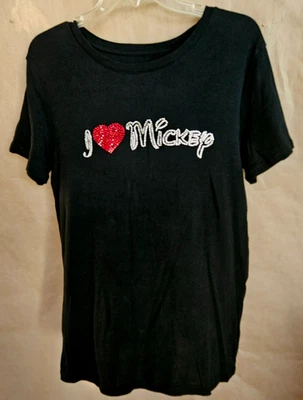 MERONA WOMAN T-SHIRT BLACK,SILVER AND RED (I  "HEART" MICKEY) SIZE XXL # 4670 - Image 1 of 4