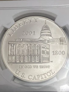 2001 P NGC MS 69 U.S. CAPITOL COMMEMORATIVE SILVER DOLLAR - Picture 1 of 3