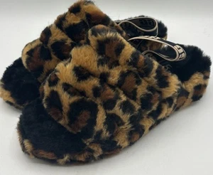 Ugg - Fluff Yeah - Leopard Print Slip On Shoes - UK Size 4 - Picture 1 of 6