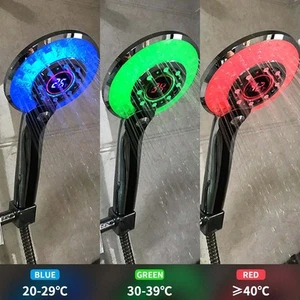 LED TriColor Temperature Display Handheld Bathroom Shower Automatic Color Change - Picture 1 of 11