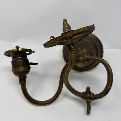 Aplique japonés antiguo de latón eléctrico y gas lámpara de pared ornamentado BRYANT WORKS Foto 1 de 4