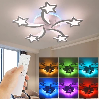 RGB LED Stern Deckenlampe mit Fernbedienung Dimmbar Kinderzimmer Deckenleuchte - Bild 1 von 4