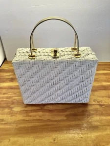 Vintage Rare Vinyl Wicker Marcus Brothers Purse Hong Kong British Crown Colony - Picture 1 of 9