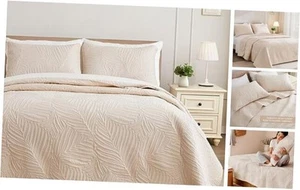 Queen Quilt Bedding Set, Lightweight Brich Beige Quilts Queen Full Size for - Picture 1 of 7