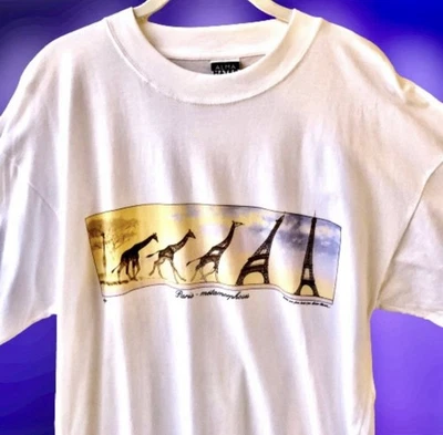 Giraffe T-Shirt Vtg 90's Metamorphosis into Eiffel Tower Paris French Artist XL - Image 1 of 4
