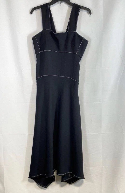 Proenza Schouler White Label Black Contrast Stitch Handkerchief Hem Dress - Image 1 of 4