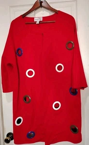 Joseph Ribkoff lange rote Jacke mit Kreisen Ösen Größe 14 tragbar Art Canada - Bild 1 von 4