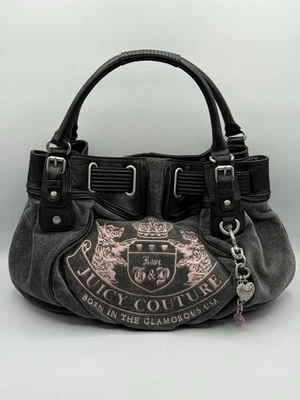 Y2K Vintage 2010s Juicy Couture Gray Velour Daydreamer Bag Pink Scottie Dogs - Image 1 of 4