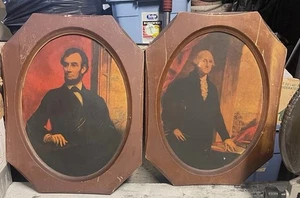 Abraham Lincoln & George Washington Picture Painting Print on Wood Planks TN USA - Picture 1 of 8