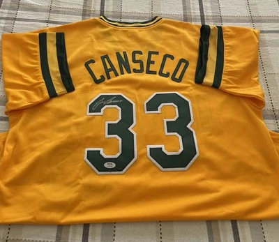 Jose Canseco Signed Oakland Athletics Custom Jersey PSA Witness AUTO - Image 1 of 4