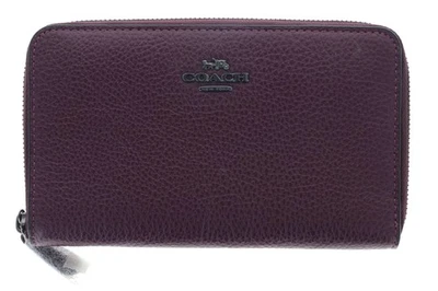 Coach Medium ID Zip Wallet C4124 Boysenberry NWOT Leather Compact Card Case - Image 1 of 4