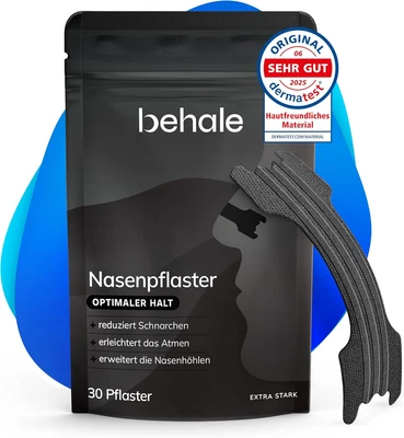 BEHAL Nasenpflaster Besser Atmen 30er Set, Anti-Schnarch Strips, Stark, Hautfreundlich