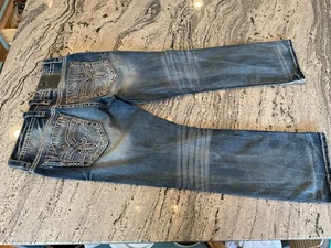 Pantalones de mezclilla Rock Revival James Slim Boot azul 36 para hombre - Imagen 1 de 12