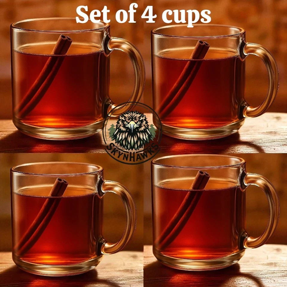 Стеклянные кружки Libbey Robusta с ручкой для чайных и кофейных чашек 13 унций (набор из 4) - Изображение 1 из 4