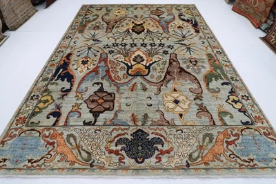 8 x 11 ft Traditional Gray Area Rug Afghan Hand Knotted Veg Dye Wool  Rug - Image 1 of 4