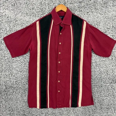 Nat Nast Shirt Mens Large Tall Red Black Silk Bowling Camp Button Up Retro LT - Image 1 of 4