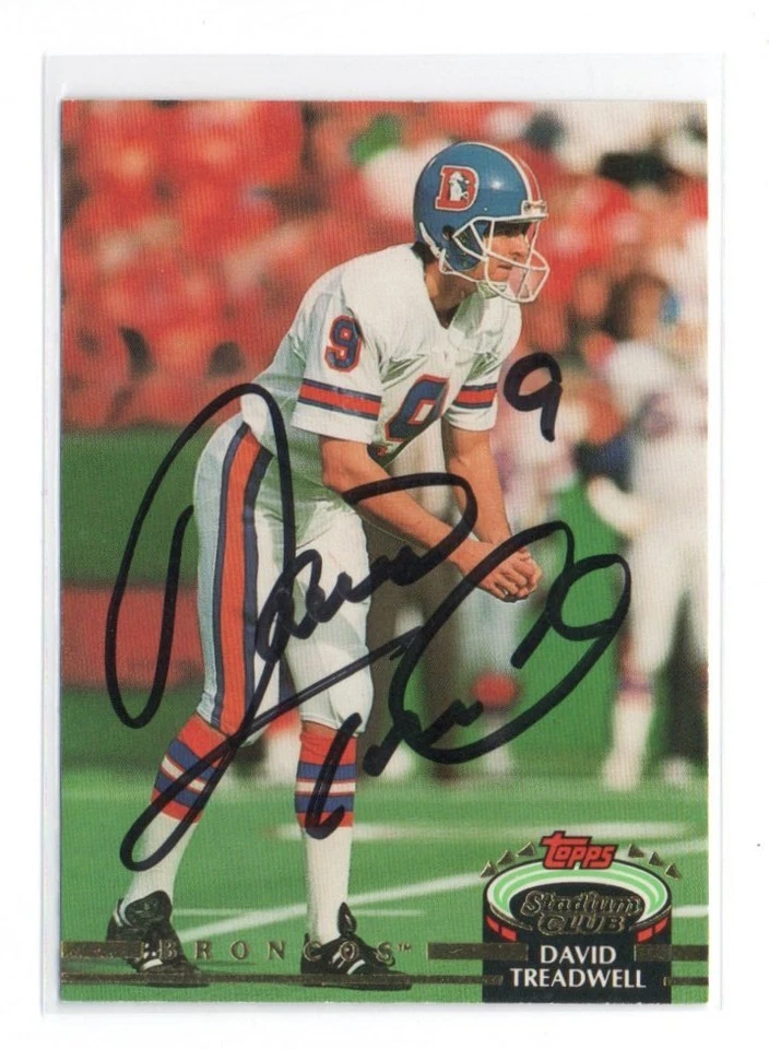DAVID TREADWELL DENVER BRONCOS 1992 TOPPS STADIUM CLUB  IP/TTM AUTOGRAPH AUTO - Image 1 of 1
