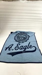 American Eagle Blanket Throw Fleece Blue Reversible Logo Sherpa 47x47 Soft Cozy - Picture 1 of 9