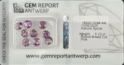 9 Stück Natürliche Pink Spinelle 5,23 ct insgesamt Gem Report zertifiziert - Bild 1 von 4