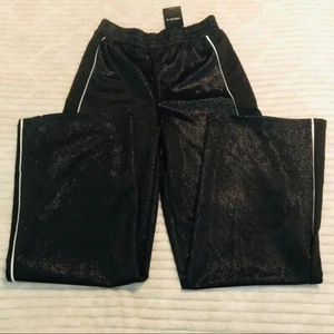 Pantaloni da jogging nuovi con etichette Forever 21 neri glitter gamba larga pista scintillanti taglia MED - Foto 1 di 4