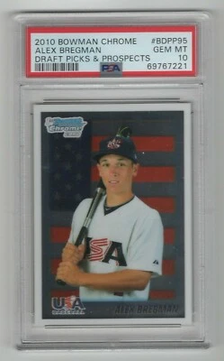 Bowman Draft 2010 cromo * primera tarjeta de novato * Alex Bregman * #BDPP95 * PSA 10 Foto 1 de 2