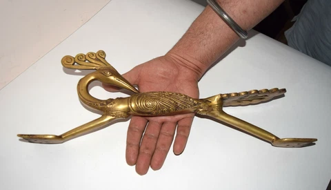 Brass Bird Door Pull 16'' Inches Peacock Shape Cupboard Handle Entry Décor EK696 Cover