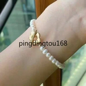 （2587.5-8'' 5-6mm AAA akoya  Refined flowers White Pearl Bracelet Simplicity 14k - Picture 1 of 5