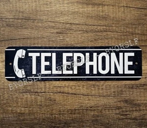 Metal Sign TELEPHONE public pay phone booth coin operated call box payphone tele - Picture 1 of 3
