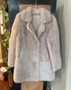 Cappotto Intuition Paris beige pelliccia e pelle di agnello taglia 10 - Foto 1 di 4