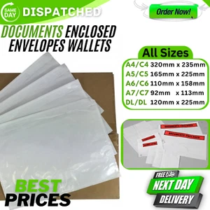 DOCUMENTS ENCLOSED WALLETS ~Envelopes ~Printed & Plain~A7~A6~A5~A4~DL Self Seal - Picture 1 of 11