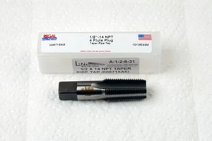 1/2 X 14 NPT HSG 4 FLUTE  TAPER PIPE TAP -USA-REGAL  (A-1-2-6-31) - Picture 1 of 1