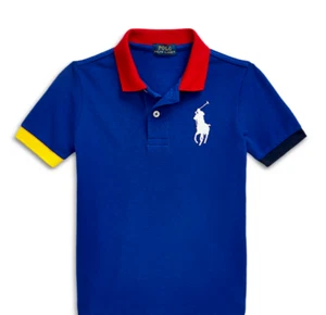 Polo Ralph Lauren Kids Big Pony Cotton Mesh Shirt Top Blue ColorBlock CHOOSE 2 6 - Picture 1 of 2