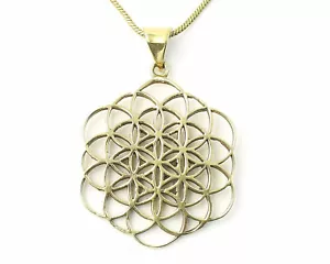 Seed of Life Sacred Geometry Golden Brass Pendant 3.7cm Diameter No Chain - Picture 1 of 1