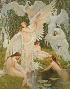 Walter Crane The Swan Maidens Canvas Print 16 x 20 - Picture 1 of 5