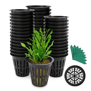 Net Pot Garden Slotted Mesh Cups Hydroponic Pots Supplies with Plant Labels - Picture 1 of 58