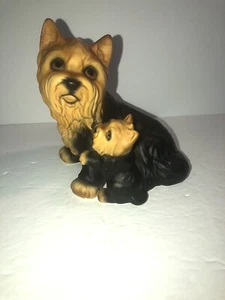 Figura Yorkie Mamá Perro y Cachorro Perro Estatua Mascota Pal Yorkshire Terrier Realista - Imagen 1 de 11