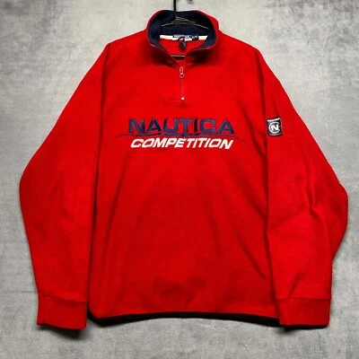 Chaqueta polar Nautica Competition vintage para hombre XL roja manga larga cuarto cremallera Foto 1 de 4