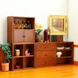 4Stück Maßstab 1:12 Puppenhaus Miniaturen Möbel Vintage Brown Kombinationschrank - Bild 1 von 12